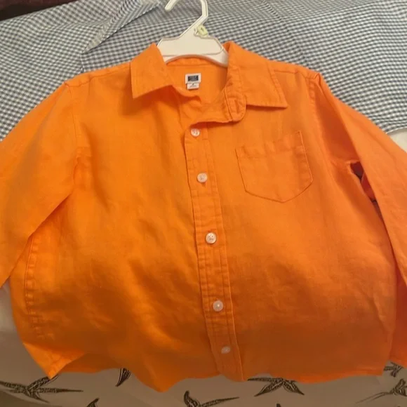 Janie and Jack size 4 NWOT orange long sleeve shirt perfect condition - Picture 3 of 8